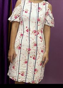 Floral Print Cold Shoulder Dress