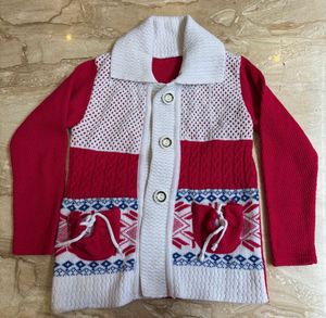Chic Red &amp; White Knit Cardigan❤️🍁🍂