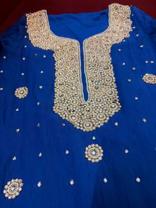 SALE🎉Stone Work Blue Kurta Set