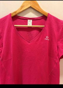 Pink Athletic V-Neck Tee