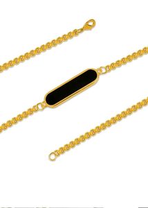 Customized Gold Chain Bracelet with Black Accent