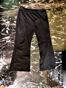 Black High-Waist Front-Seam Trousers