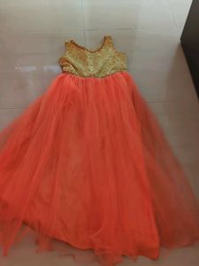 Beautiful Orange Frock For Women Small Size