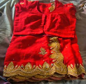 Stunning Red &amp; Gold Embroidered saree