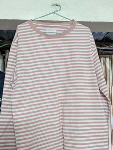 Pink &amp; White Striped Long Sleeve Tshirt