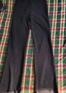 Ribbed Flare Pants with Button Detail