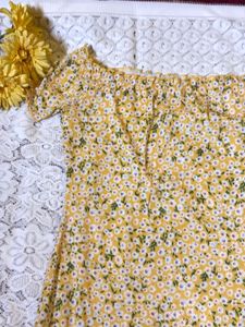 Shein Yellow Floral Off-Shoulder Mini Dress