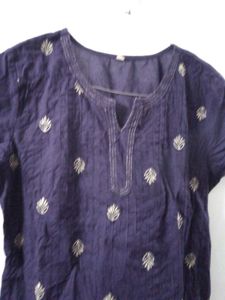 Elegant Dark Purple Kurti with Gold Motifs