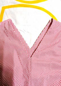 trending Pink Striped V-Neck Top korean