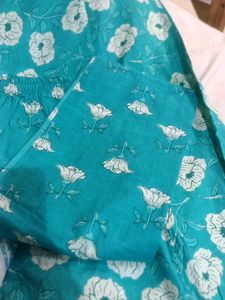 Turquoise Floral Kurta Set used for 2 times