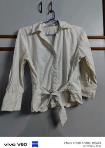 Cream Tie-Front Blouse