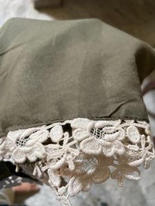 Off Shoulder Olive Green Top With bottom Lace