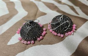 oxidized silver-plated jhumka earrings