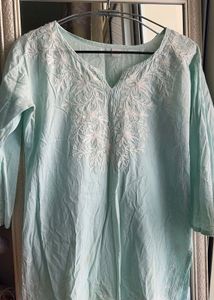 Lucknowi Chikankari Short Kurti