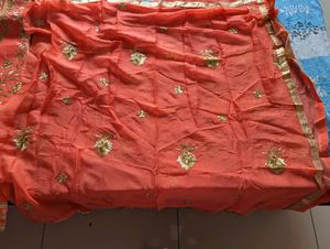 Orange Embroidery Suit Salwar Set With A Tag