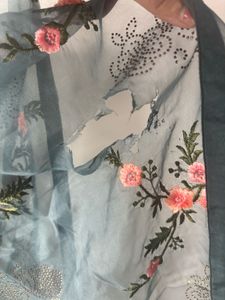 Elegant Teal Embroidered Anarkali Gown