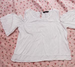 🤍 Beautiful White Cold-Shoulder Butterfly Sleeve