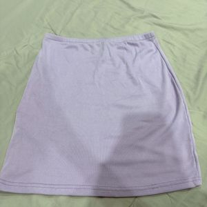 Lavender Ribbed Tie-Front Crop Top &amp; Skirt Set