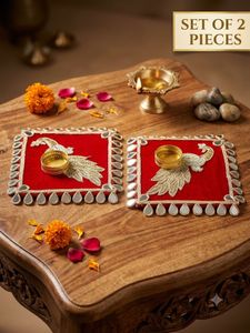 Set of 2 Peacock Diya Holders