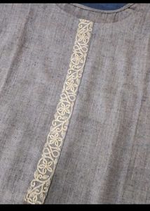 Beautifully Embroidered Grey Kurta Set