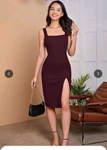 Chic Maroon Bodycon Midi Dress