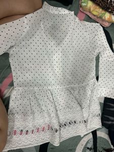 White Polka Dot Peplum Blouse