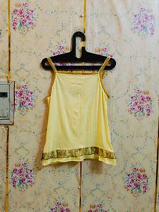 🇳🇿💫🎀Y2K Yellow Lace Trim Corset Top