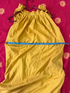 Stylish Sleeveless Yellow Midi Dress