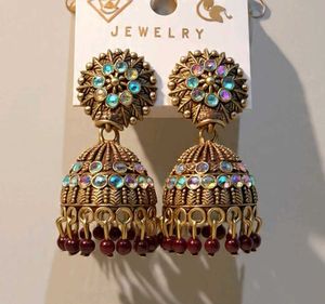 Antique Jhumka Earrings with Beads