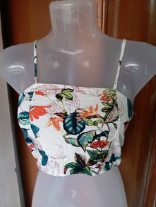 Tropical Print Crop Top &amp; Skirt Set
