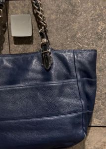 Coach Navy Leather Tote Bag