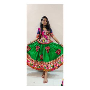 Green And Blue Navratri Lehnga
