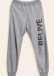 Grey Joggers with "BELIEVE" Print