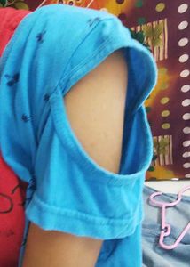 Blue Graphic Cold Shoulder Top