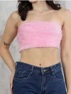 🔻 LOWEST - Pink Fuzzy Tube Top