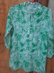 Green Palm Print Top