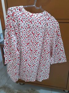 Red &amp; Blue Floral Print Tunic Top