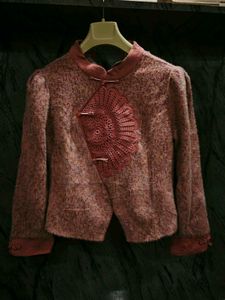Embroidered Pink Textured Jacket
