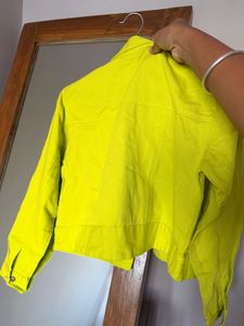 Vibrant Yellow Cropped Denim Jacket