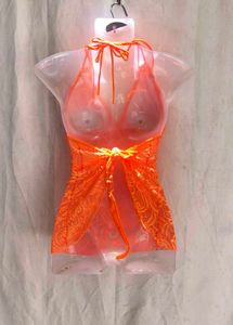 I. Orange Lace Tankini top