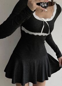 Black Mini Dress with Lace Trim