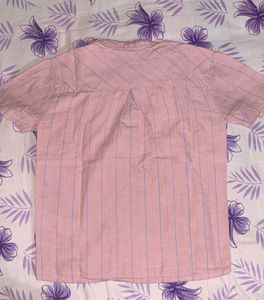 Blue Giraffe Pink Striped Shirt