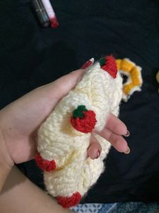 Handmade Crochet Scrunchie Set , strawberry