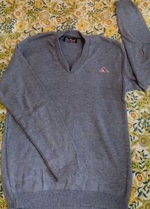 Grey V-Neck Pullover Sweater