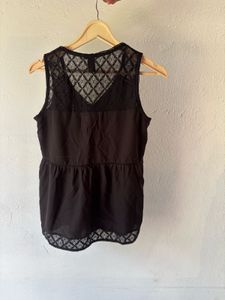 Elegant Black Lace Trimmed Sleeveless Top