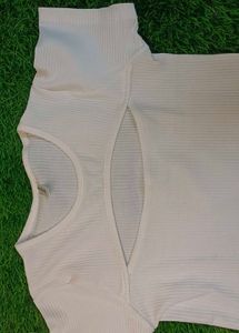White Ribbed Cut-out One piece