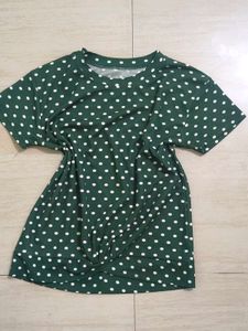 Green Polka Dot Twist Hem T-Shirt