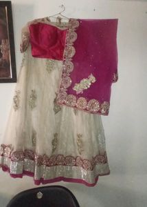 Women's Rose And cream Lengha choli