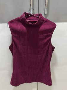 Sleeveless Mock Neck Textured Top
