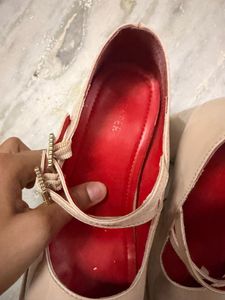 Women's Beige Mary Jane Heels